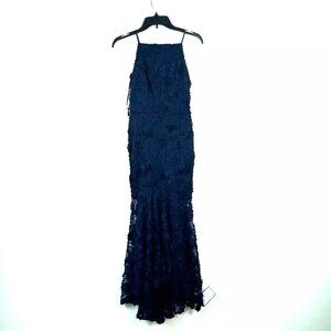 Avery G | Dresses | Avery G Womens Navy Blue Textured Halter Sleeveless ...